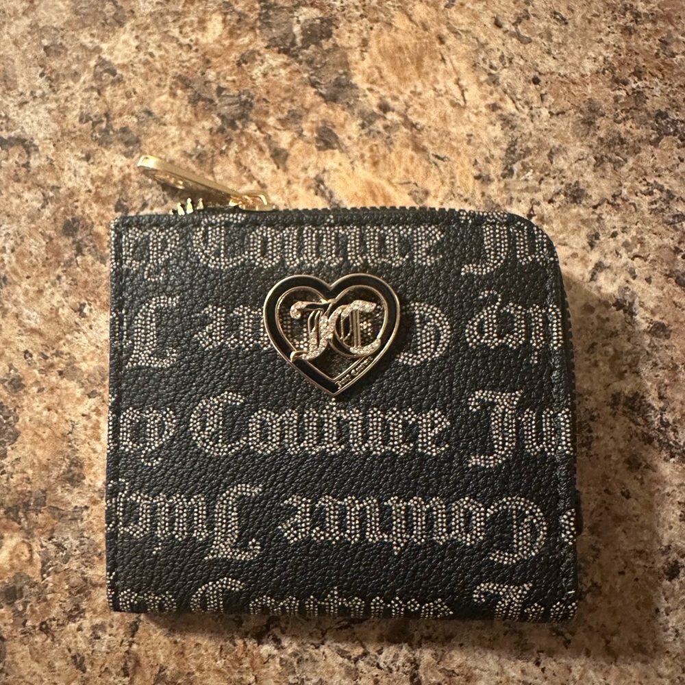 Juicy Couture Black Wallet with Gold Heart Logo